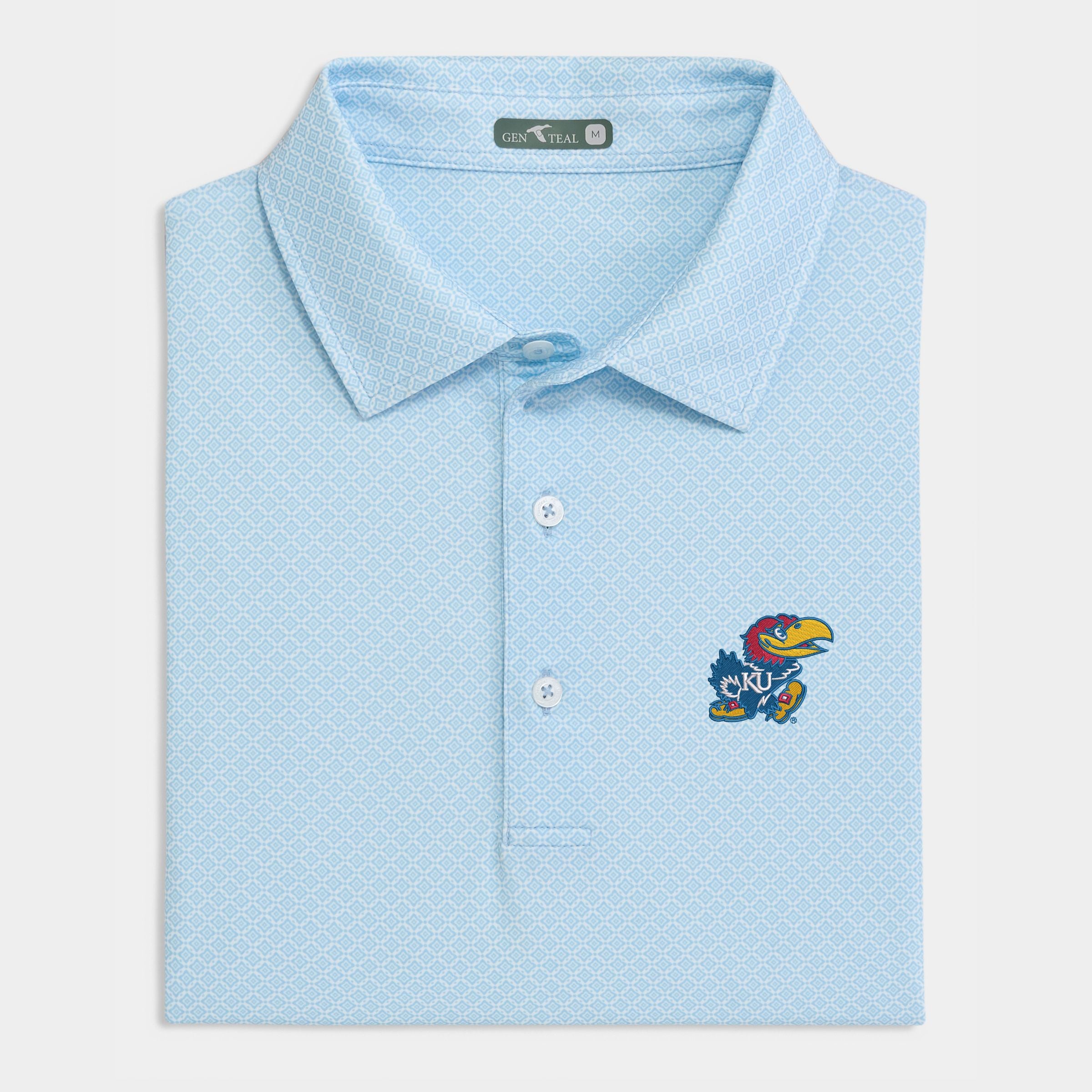 Kansas Heritage Blue Diamond Lattice Printed Performance Polo