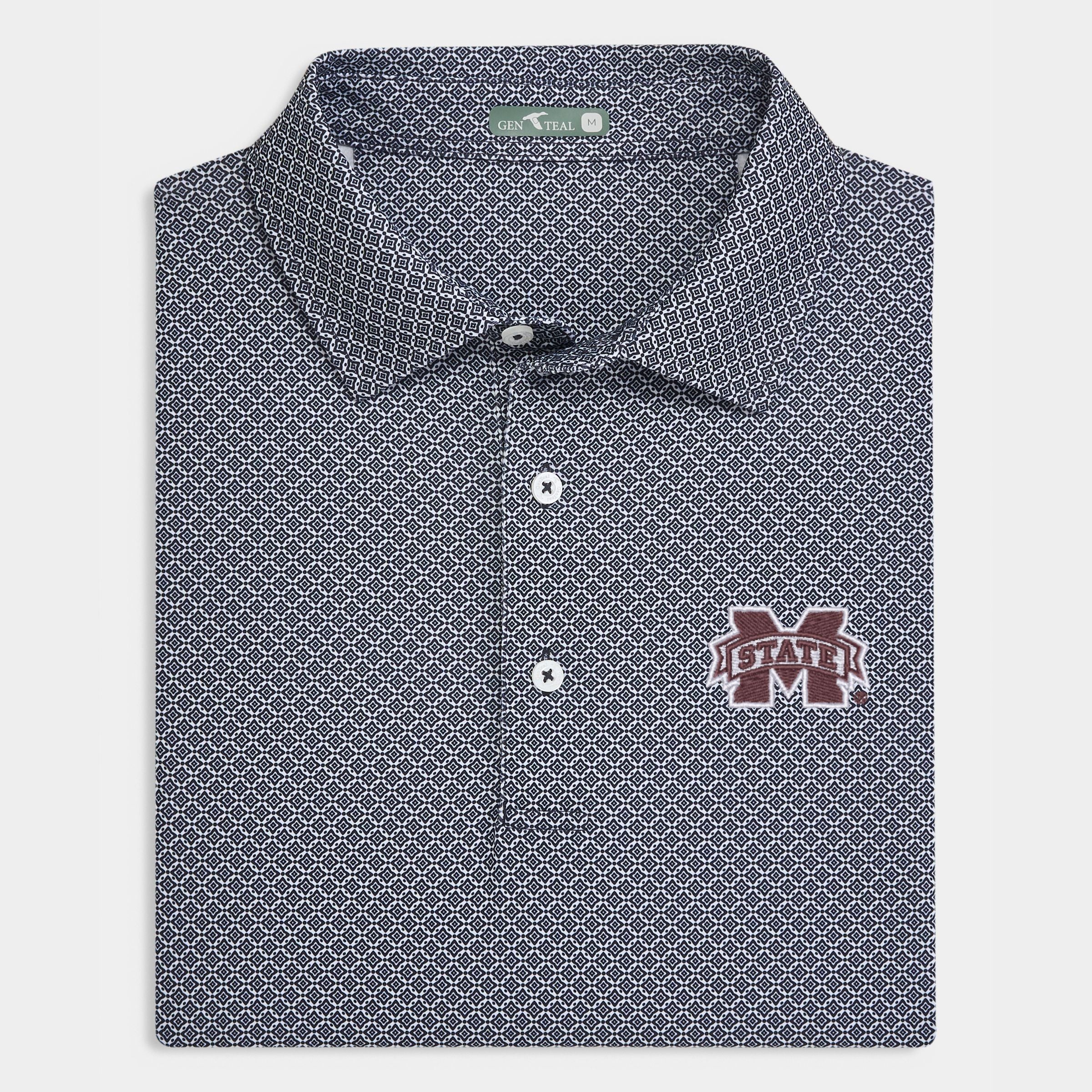 Mississippi State Diamond Lattice Printed Performance Polo