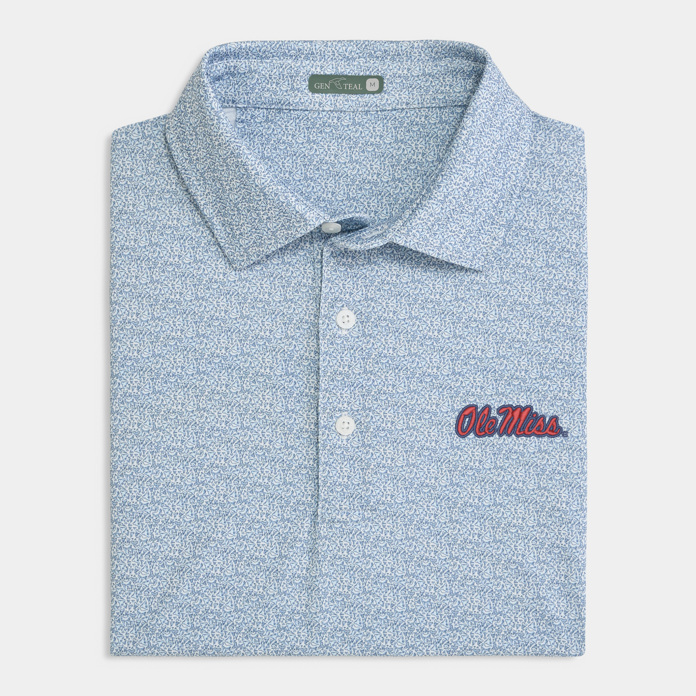 Ole Miss Great White Printed Performance Polo