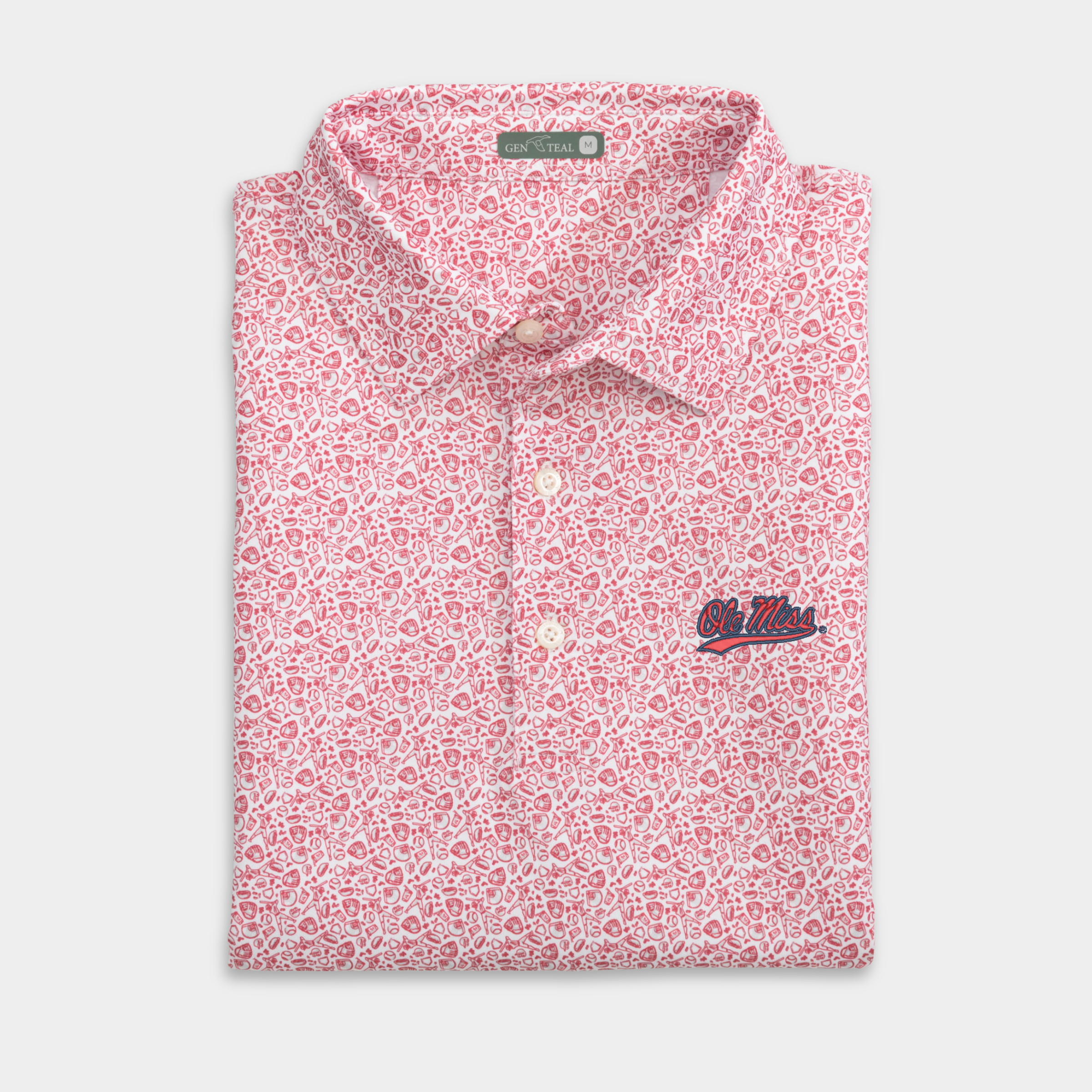 Ole Miss Baseball Script Fastball Printed Performance Polo