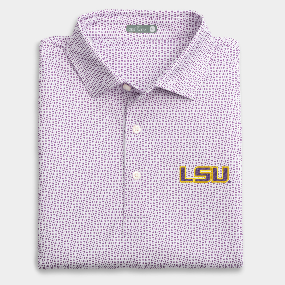 LSU Trellis Printed Performance Polo