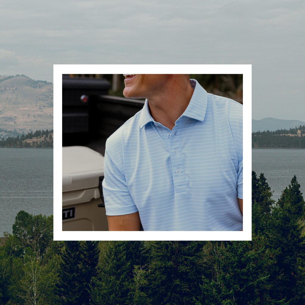 Man in Blue Stripe Polo by GenTeal