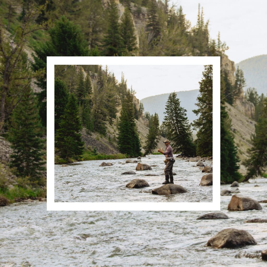 Man fly fishing in GenTeal clothing