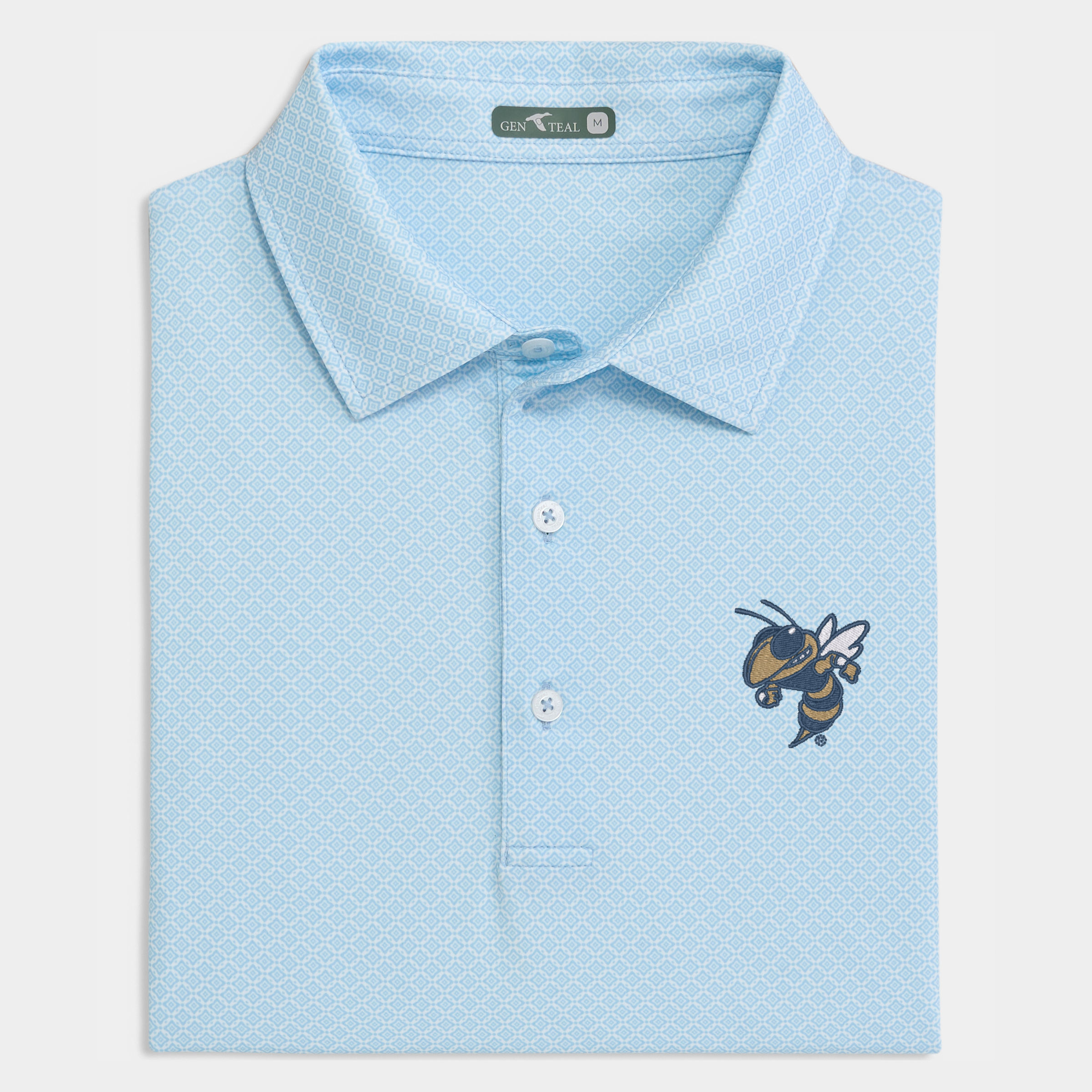 Georgia Tech Yellowjackets Heritage Blue Diamond Lattice Printed Performance Polo